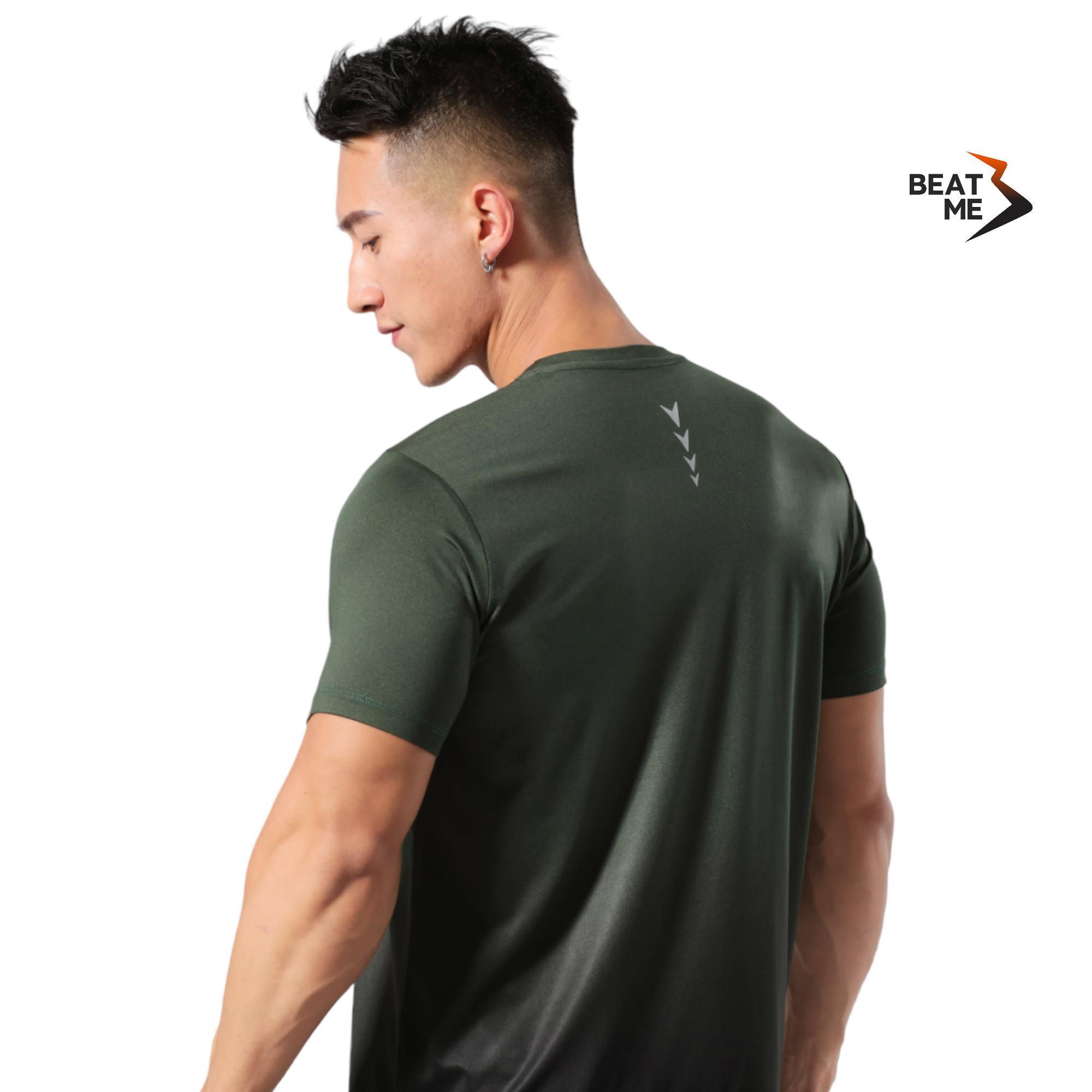 Áo Thun Nam Thể Thao Cổ Tròn Tập Gym Chạy Bộ Beatme Form Body Vái Siêu Mát Màu Xanh Rêu Ombre Thoải Mái Tập Luyện Mùa Hè