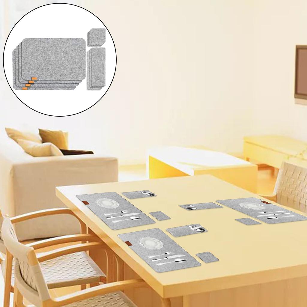 Set of 4 Felt Place Mats Coasters Dining Table Placemat Non-Slip Grey