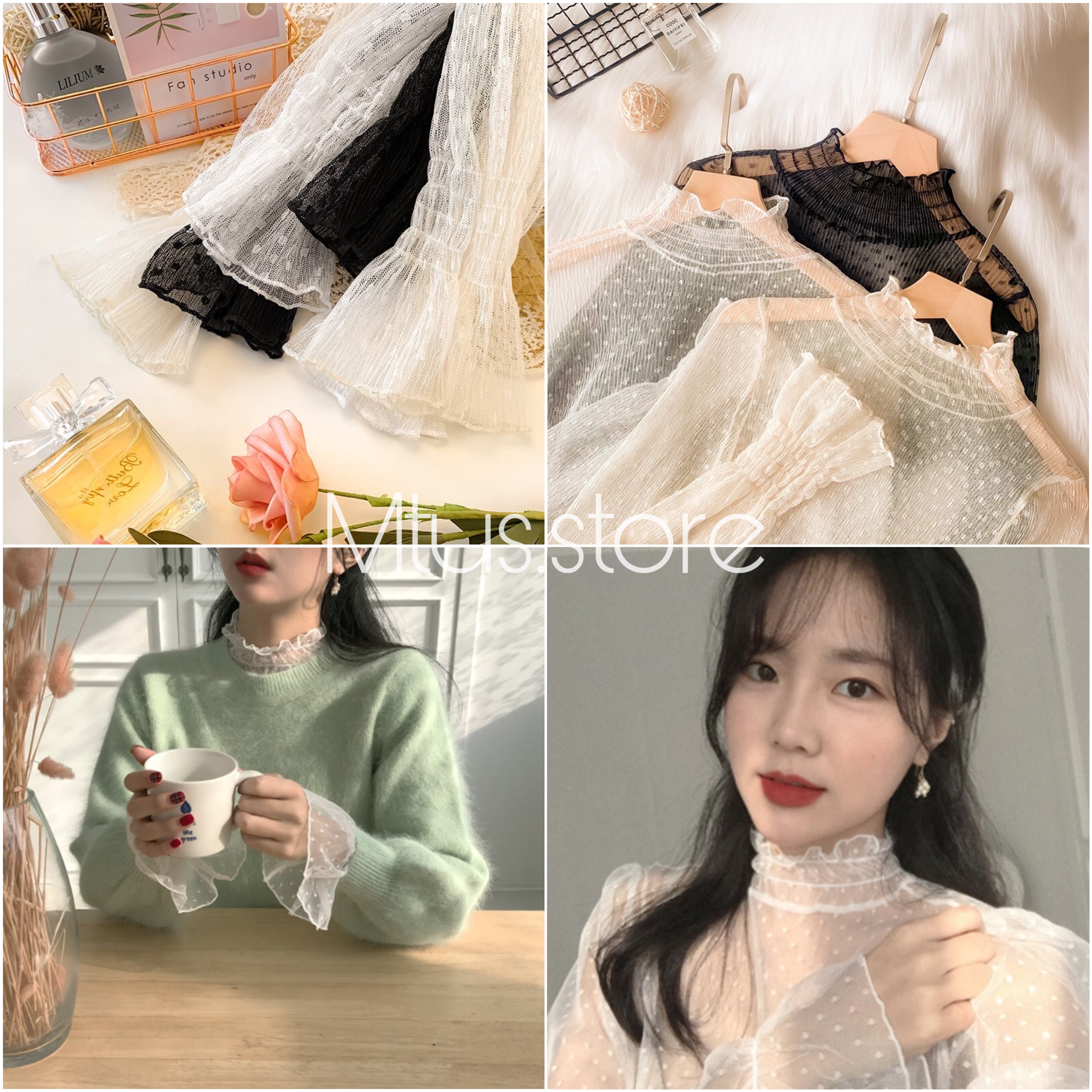 Áo ren mỏng kiểu ulzzang hàn quốc - áo ren mặc trong