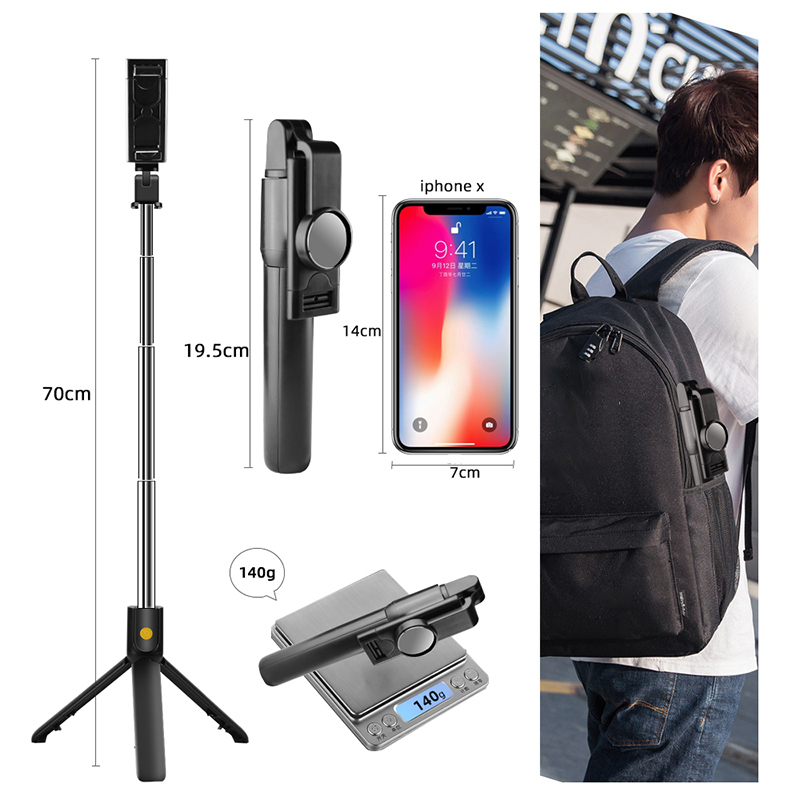 Gậy chụp hình 3 chân có bluetooth Selfiecom K10 chụp ảnh selfie tự sướng bằng remote, kẹp xoay 360 độ - Hàng chính hãng