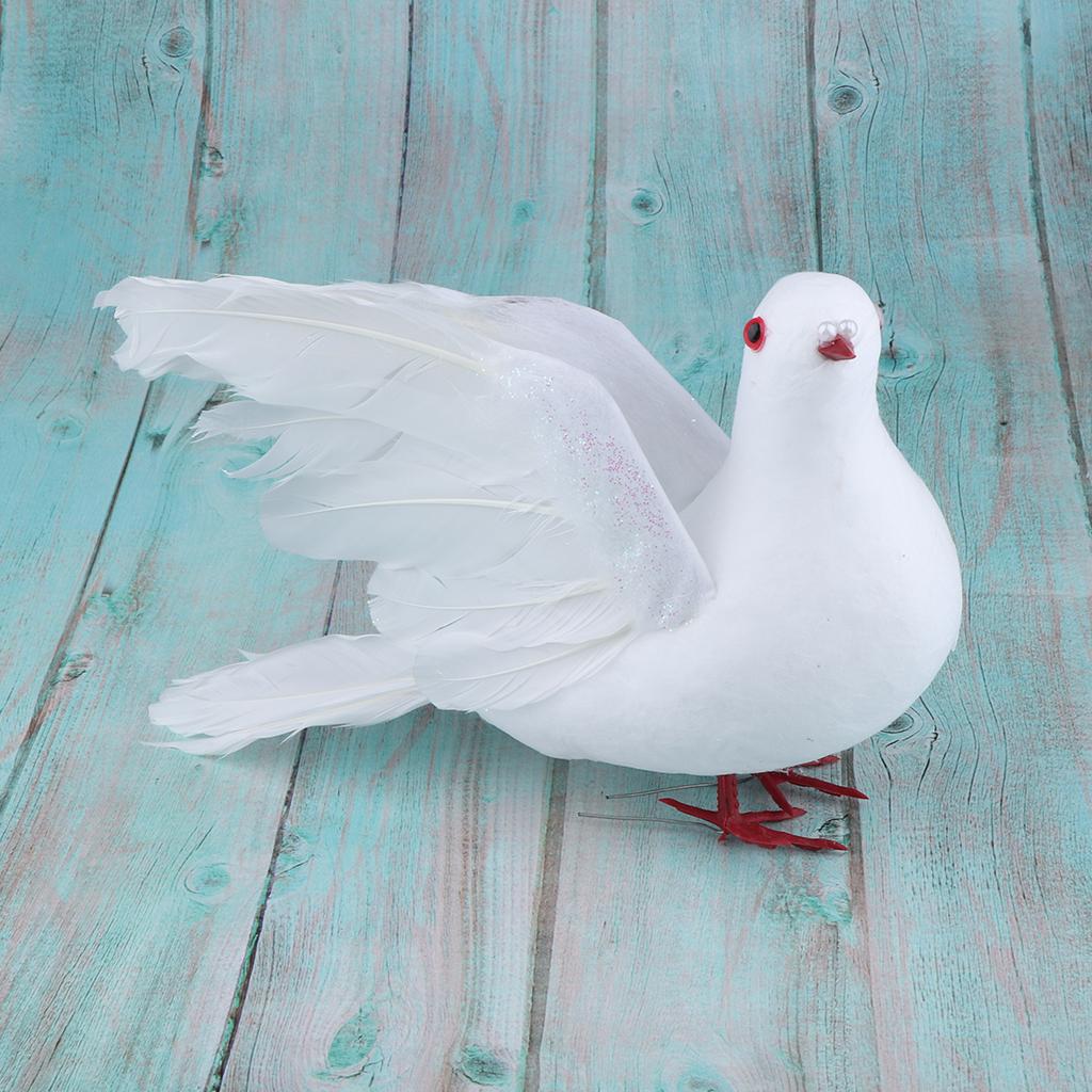 2 Xwhite Nhân Tạo Bọt Chim Bay Pigeon Chim Bồ Câu Nhà Vật Trang Trí