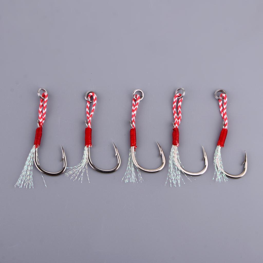4-7pack 5pcs Carbon Steel Assist Hooks Fishing Jig Hooks Live Baits Hooks 020