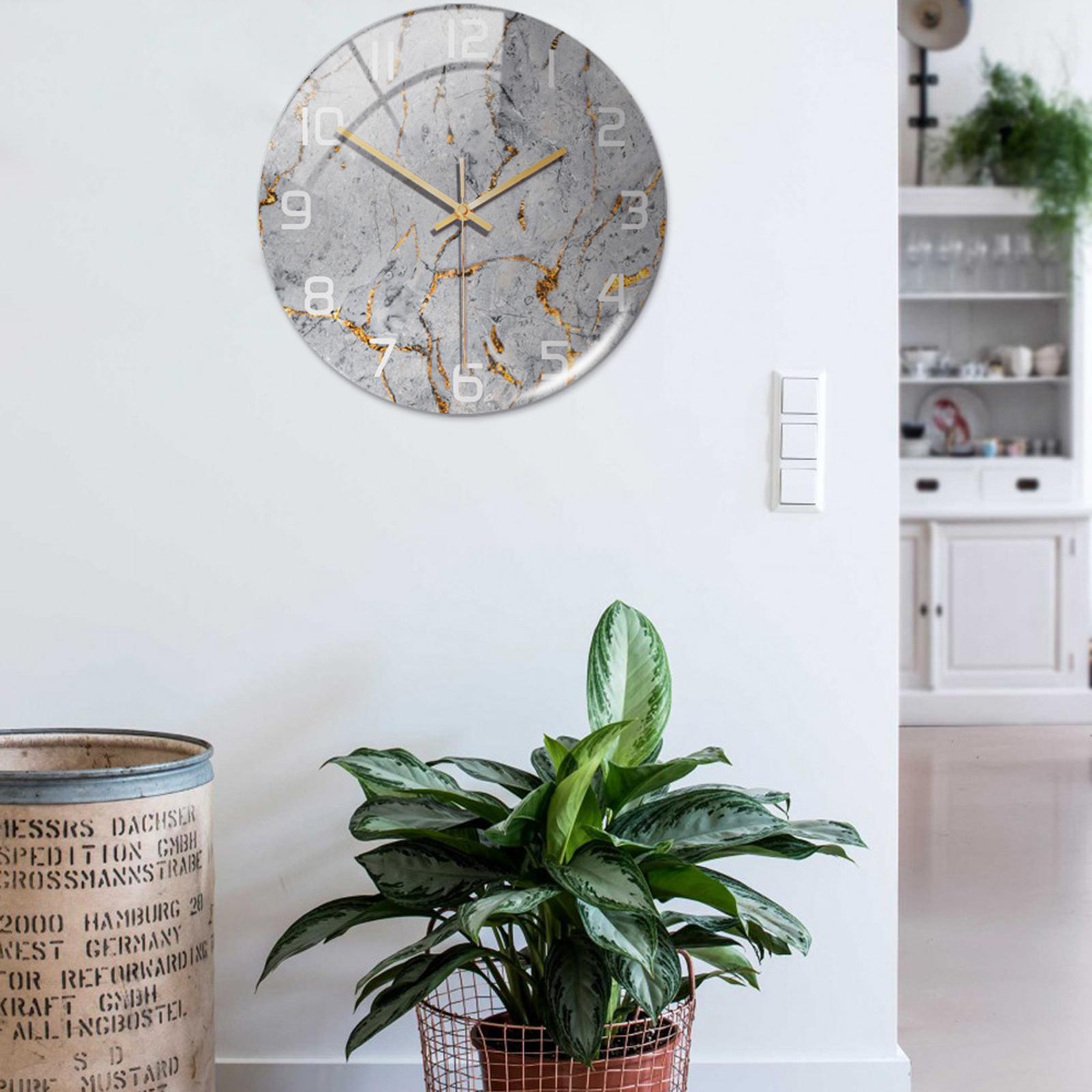 Modern Marble Texture Wall Clock Non Ticking Silent 12 Inch Art Clock for Living Room Bedroom Office School Home Decor