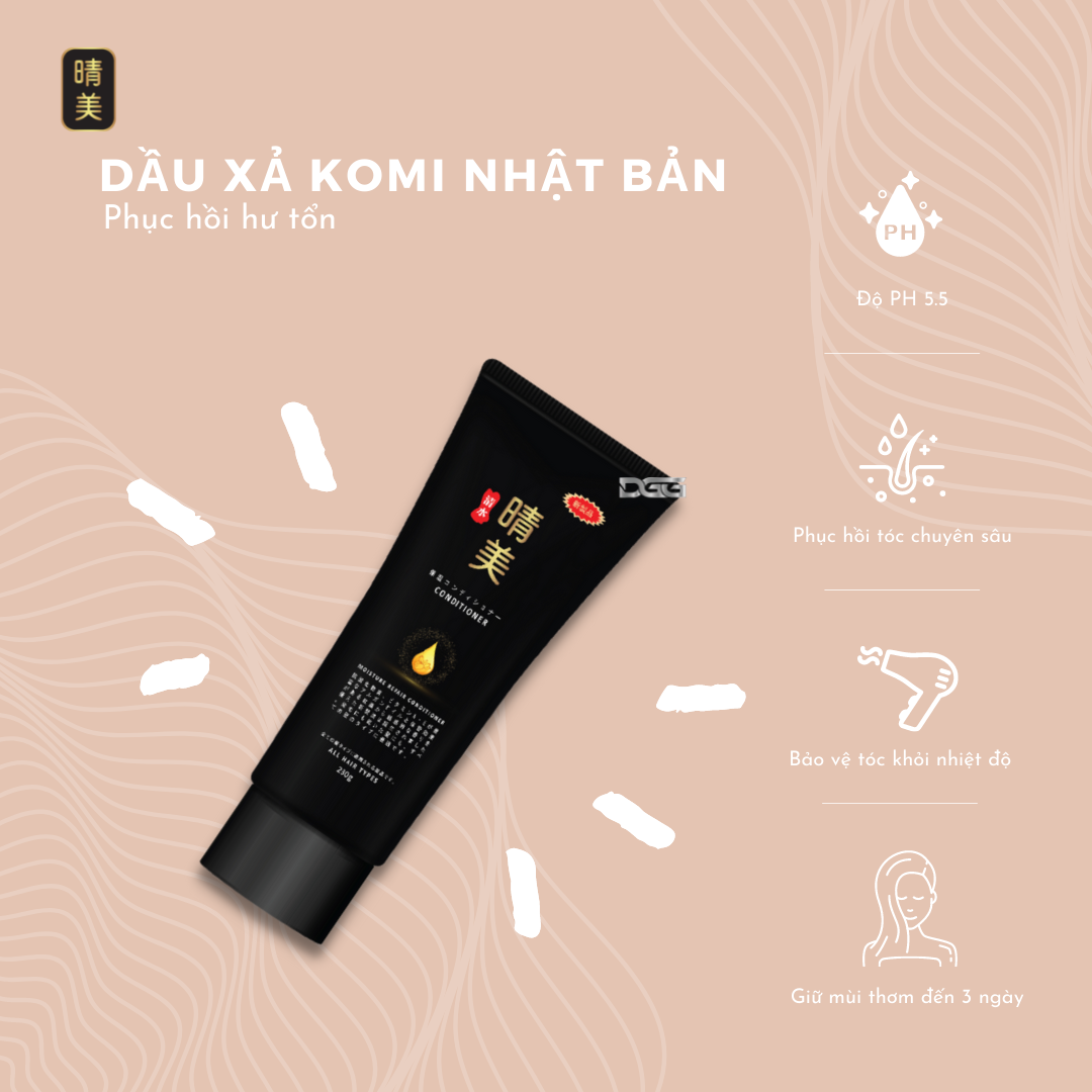 Dầu xả Komi Nhật Bản - Tinh chất Argan giữ màu tóc nhuộm, dưỡng ẩm, phục hồi hư tổn [Tuýp 280ml - Chính Hãng]