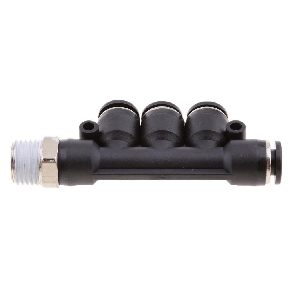 2 Pieces Universal Air Water Hose Tube 5 Way Push In Pneumatic Fittings 6mm 8mm 10mm