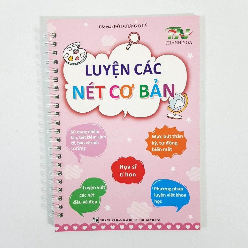 Bộ 3 Vở Viết Thần Kỳ Tự Xóa, Tặng Kèm 2 Bút 8 Ngòi - Kèm Túi Đựng Vở