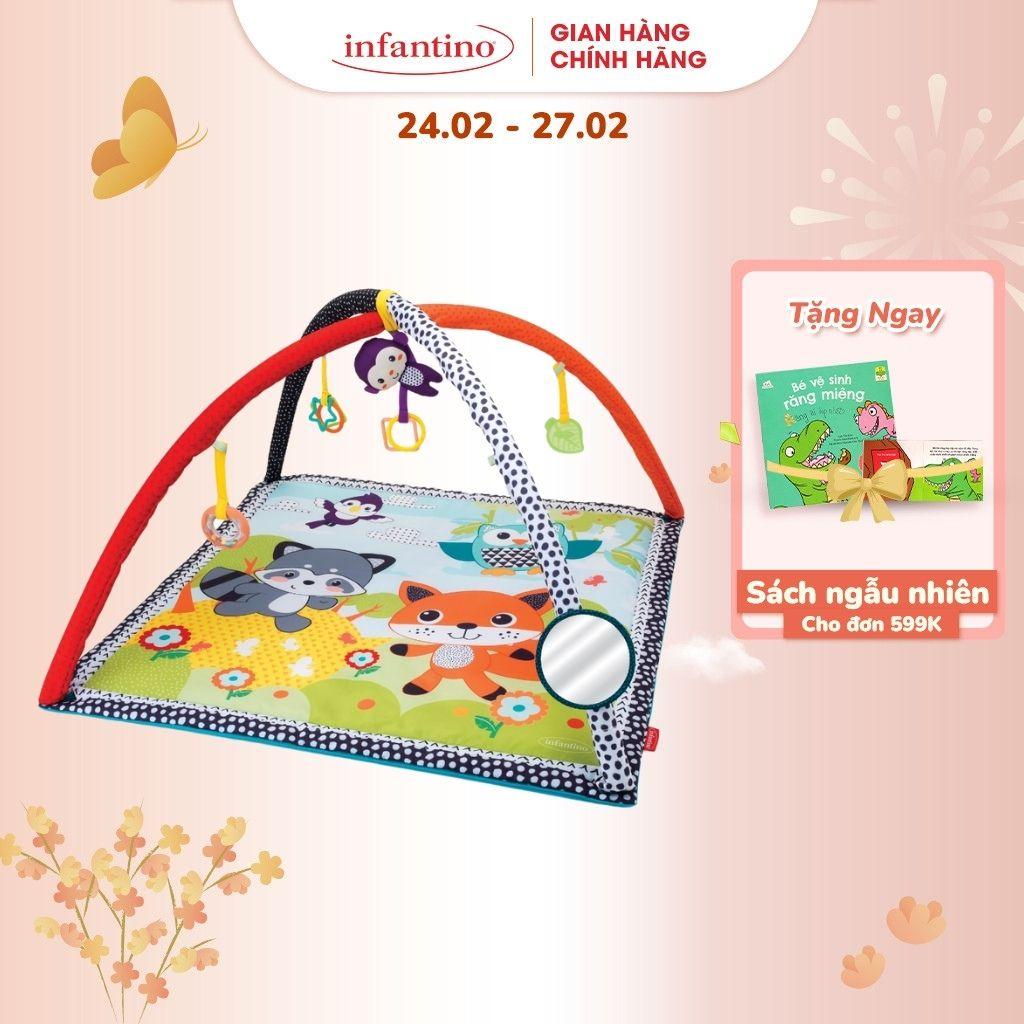 Thảm Chơi Cho Bé Sơ Sinh INFANTINO - Đồ Chơi Safari Gym Vận Động 4 Giác Quan Size To