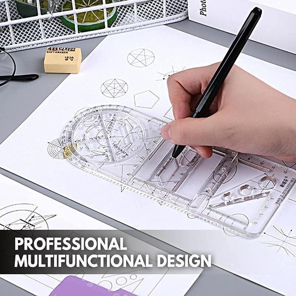 Thước kẻ vẽ 3 mảnh Hình học Bản vẽ mẫu Công cụ đo lường Bản nháp thước kẻ