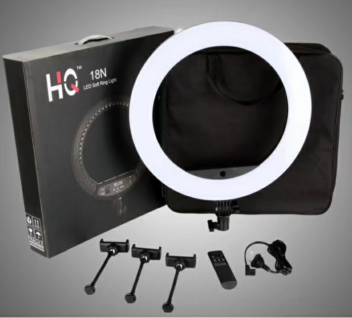 Đèn livestream 45cm HQ18N Đèn trợ sáng 3 kẹp điện thoại size 18 inch Hỗ trợ ánh sáng cho người bán hàng online, make up