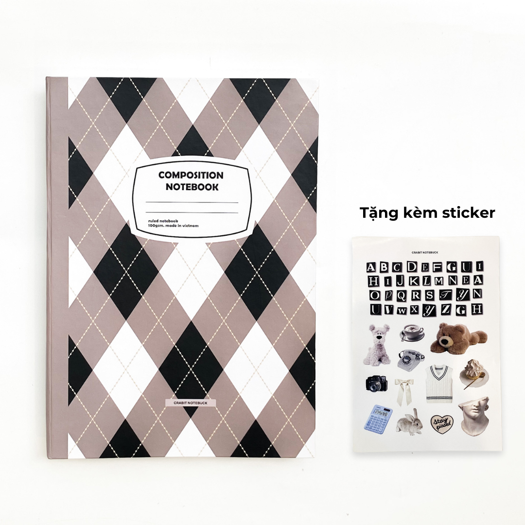 Vở bìa cứng 140 trang tập học sinh ghi chép studygram 100gsm Composition Hoạ tiết quả trám