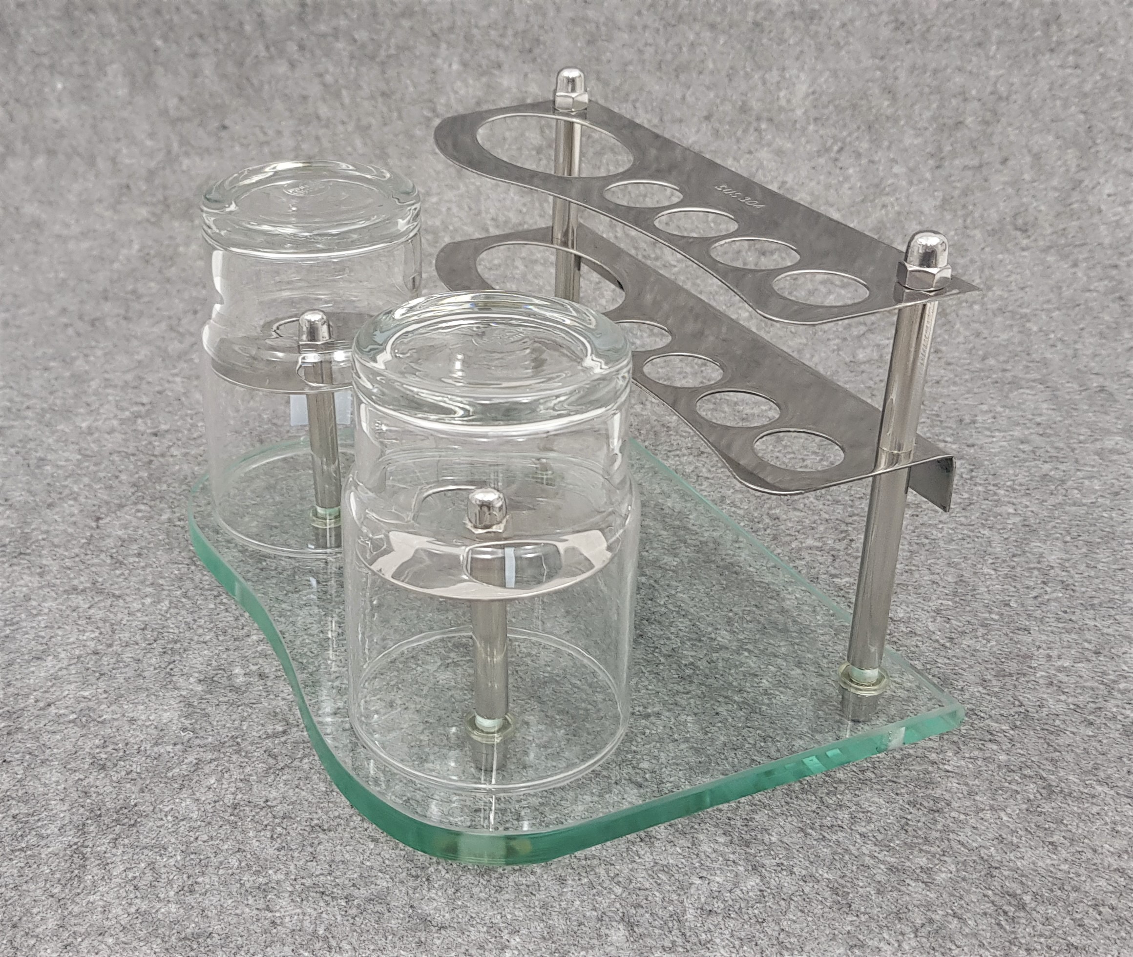 Kệ bàn chải đế kính cường lực 2 ly úp - INOX 304