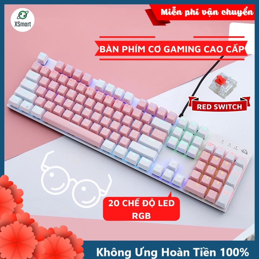 Bàn Phím Cơ Gaming Cao Cấp XSmart K1 Có 20 Chế Độ Nháy LED RGB Cực Đẹp, 104 Phím Full Size Sử Dụng Trục Cơ Red Switch Gõ Siêu Êm Bản Nâng Cấp Mới Nhất Tương Thích Với Các Dòng Máy Tính, Laptop, PC - Hàng Chính Hãng