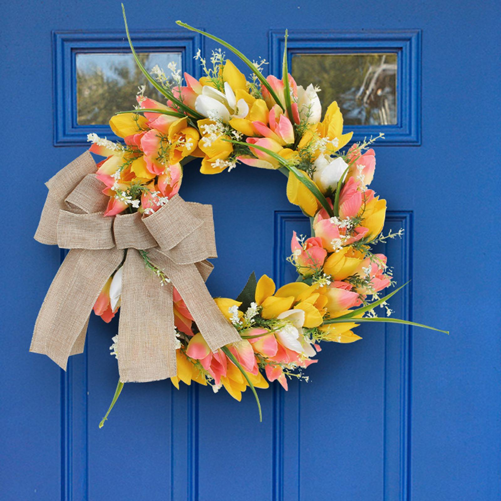 Artificial Flower Wreath Pendant Farmhouse Garland for Housewarming Holiday