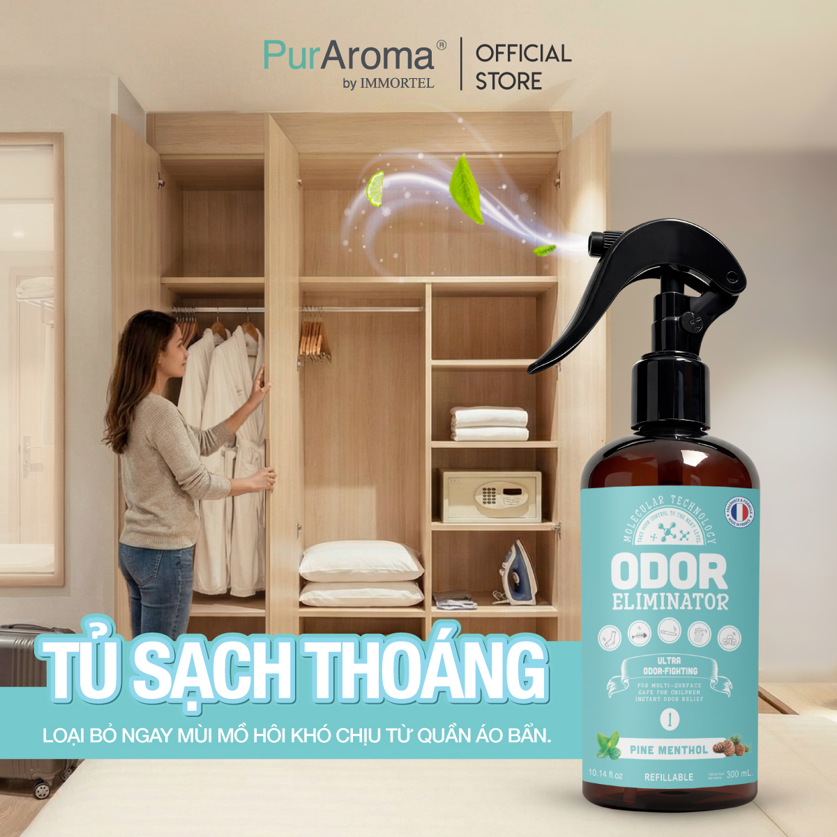 Chai Xịt Khử Mùi Đa Năng ODOR Eliminator 300 mL - Chính Hãng Pháp