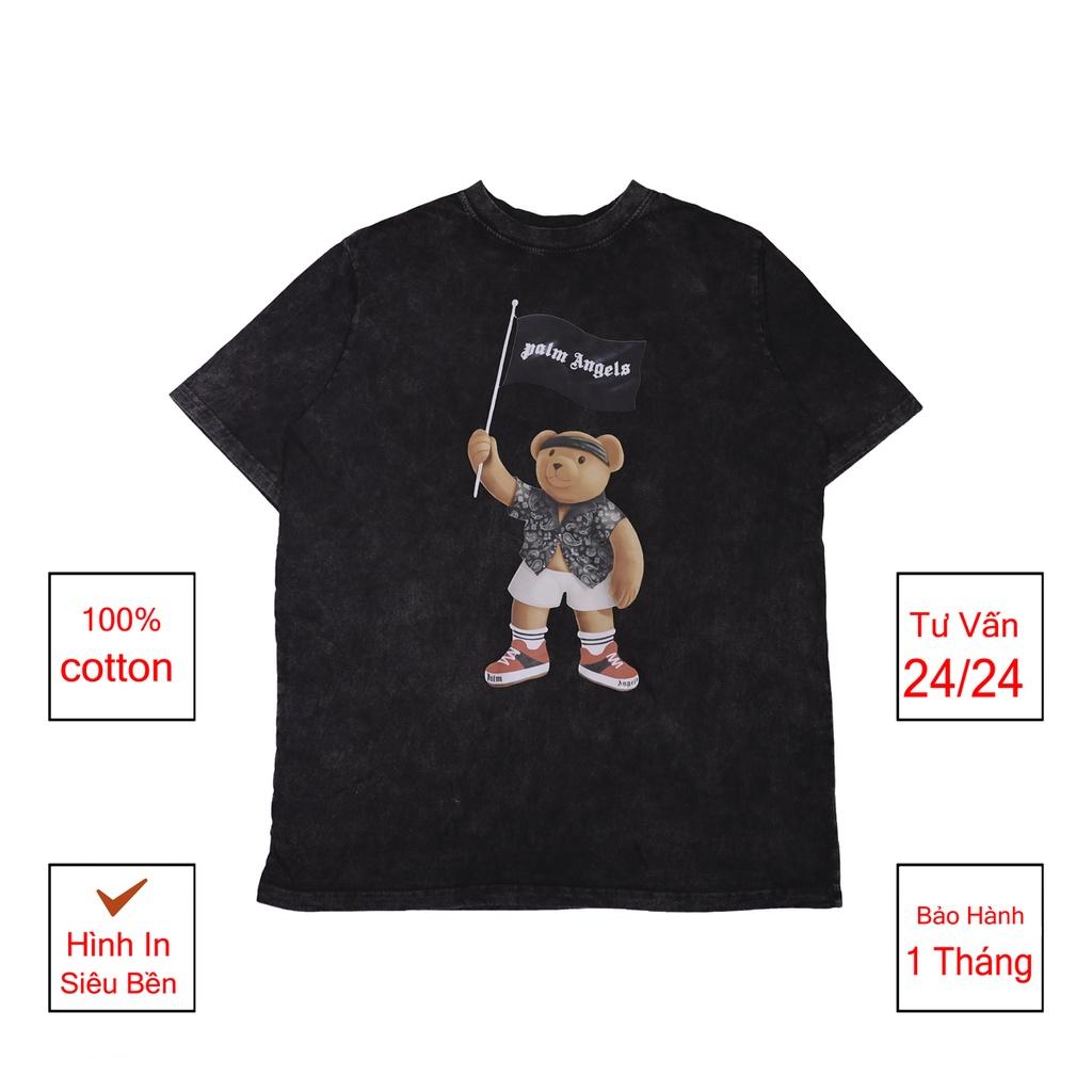 Áo thun loang đen PLAM ANGELS tay lỡ nam nữ chất liệu 100% cotton cao cấp dáng unisex