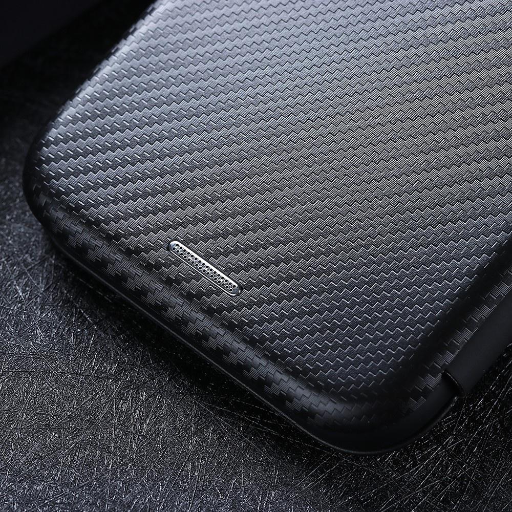 Bao da điện thoại nắp lật kiểu ví sợi carbon cho iPhone 13 Pro Max 13 mini 12 Pro Max 12 mini 11 Pro MAX iphone X/XS