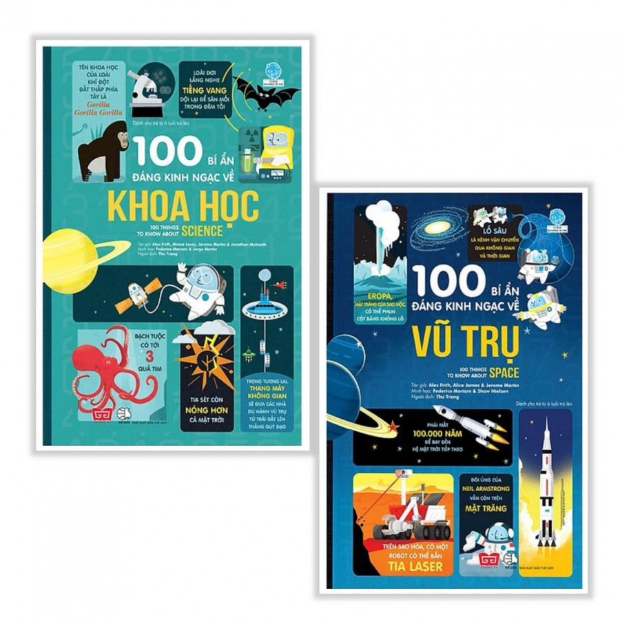 Combo Sách Thiếu Nhi Bổ Ích: 100 Bí Ẩn Đáng Kinh Ngạc Về Vũ Trụ (USBORNE - 100 Things To Know About Space) + 100 Bí Ẩn Đáng Kinh Ngạc Về Khoa Học (USBORNE - 100 Things To Know About Science) + Tặng kèm Bookmark