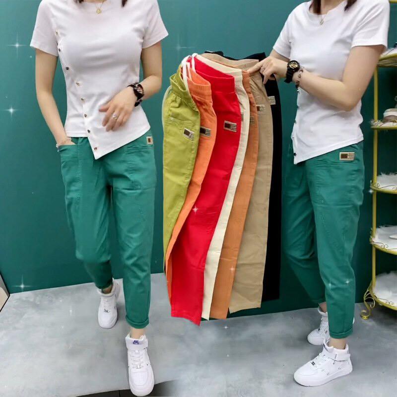 Bigsize Quần Baggy Nữ, Quần Kaki Nữ Cạp Chun có dây rút Phong Cách Trẻ Trung Sành Điệu Mẫu mới