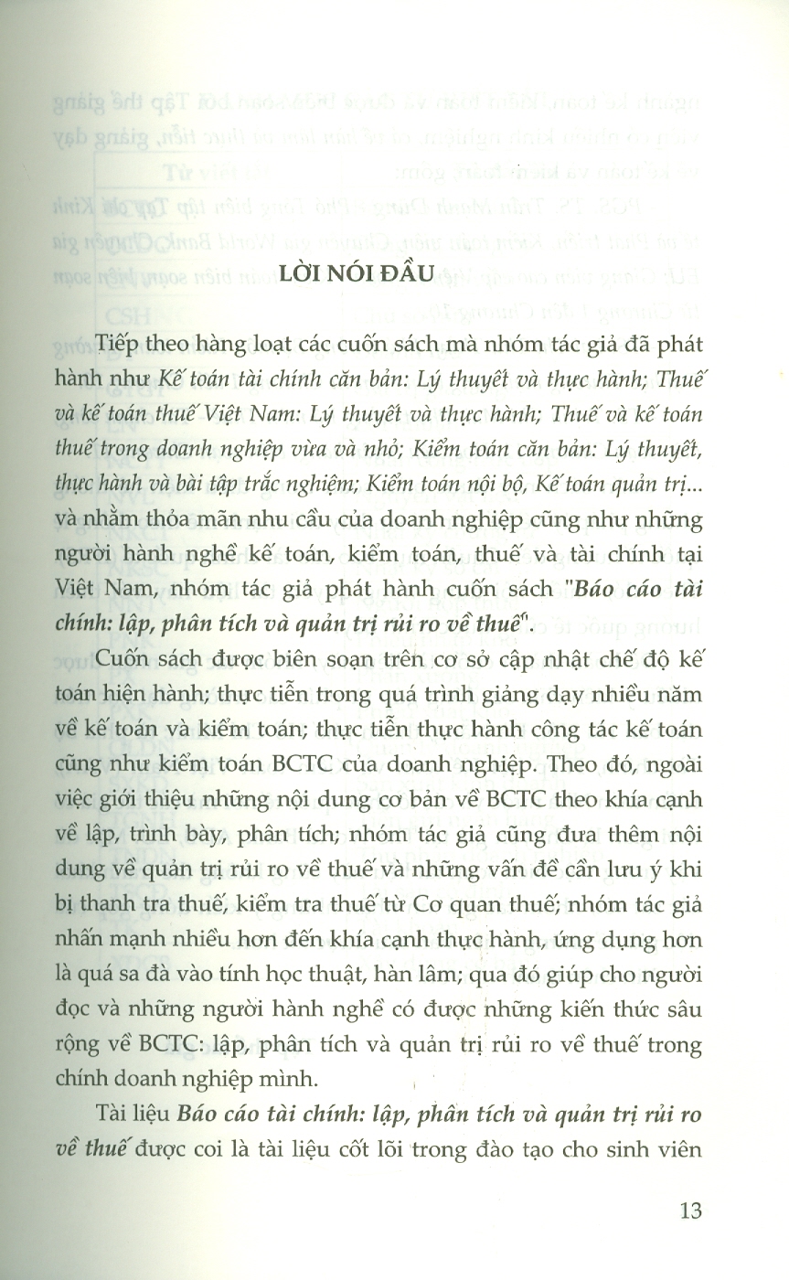 Hình ảnh BÁO CÁO TÀI CHÍNH - Lập, Phân Tích Và Quản Trị Rủi Ro Về Thuế