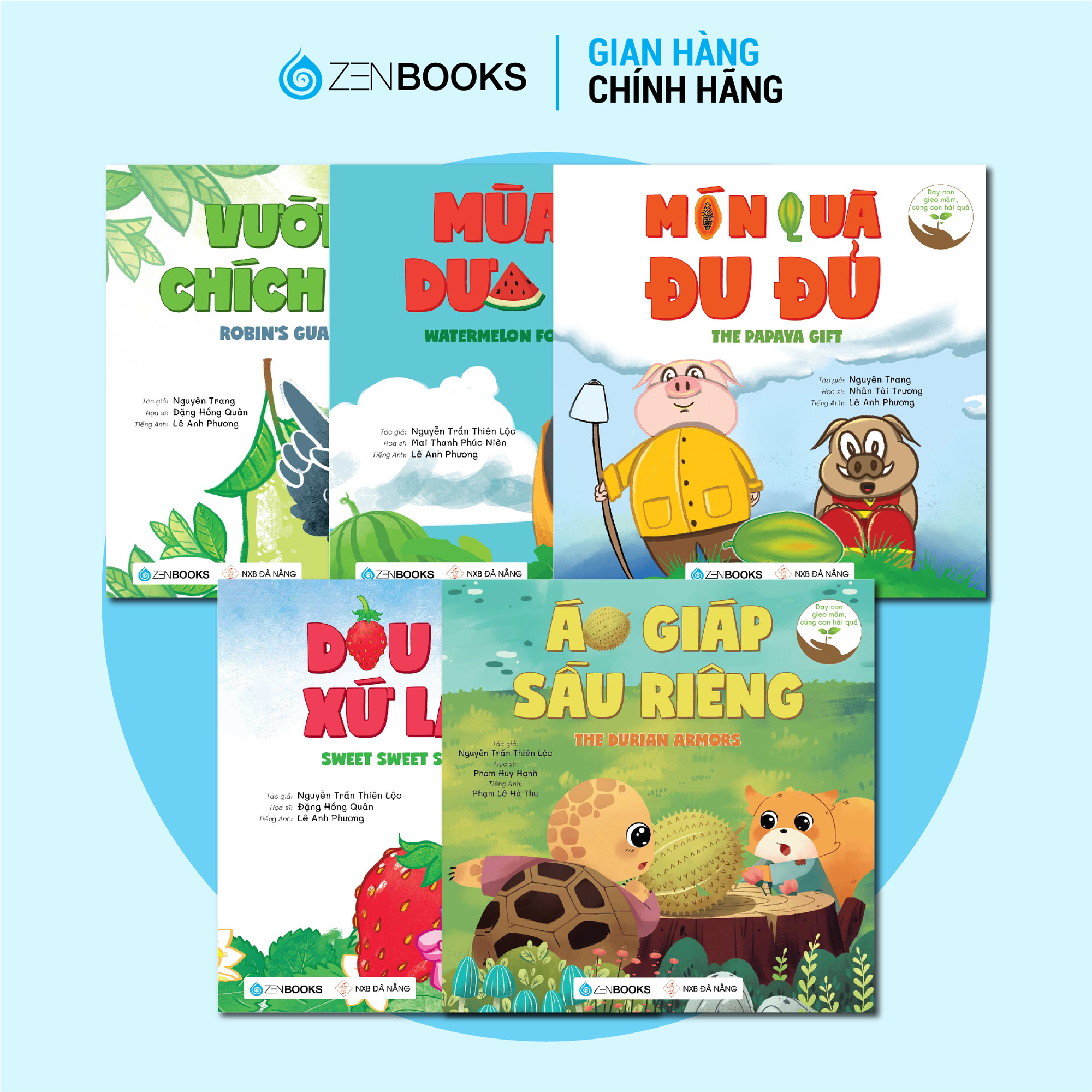 Combo 5 Cuốn Dạy Con Gieo Mầm, Cùng Con Hái Quả Áo Giáp Sầu Riêng Dâu Tây Xứ Lạnh Mùa Hè Dưa Hấu Món Quà Đu Đủ Vườn Ổi Chích Chòe