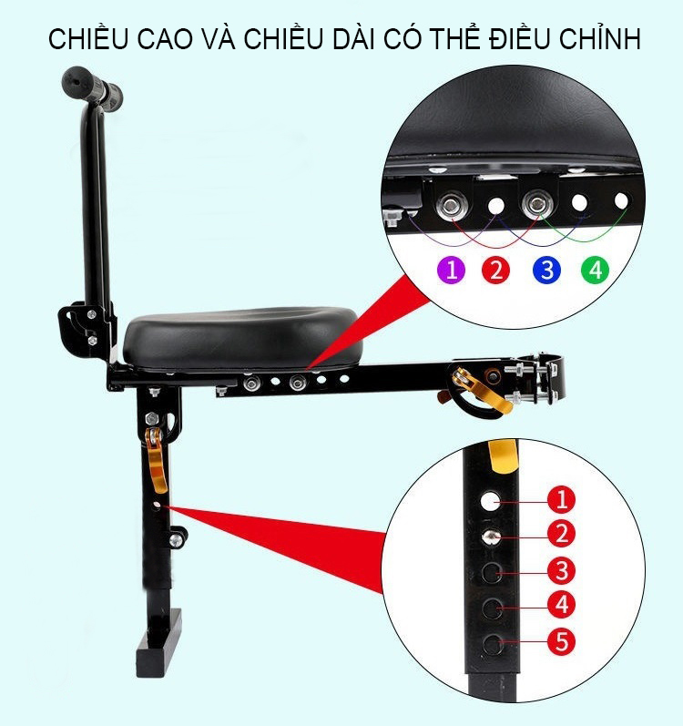 Ghế Ngồi An Toàn Gấp Gọn Gắn Trên Xe Đạp, Xe Đạp Điện, Xe Máy Điện Dành Cho Trẻ Em - Hàng Nhập Khẩu