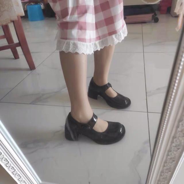 Giày đế cao dáng Lolita da PU