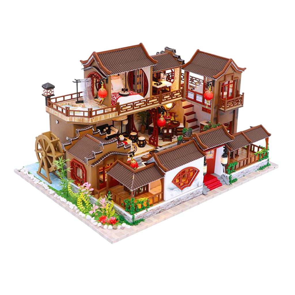 Creative Dollhouse Furniture Chinese Cottage Handmade Children With Light