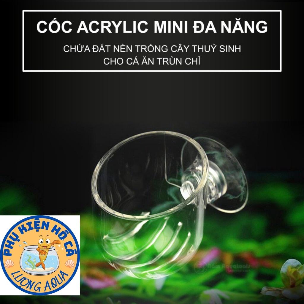 Cốc cho cá ăn trùn chỉ, trồng cây bằng Mica cho hồ thủy sinh, cá cảnh,phụ kiện thủy sinh