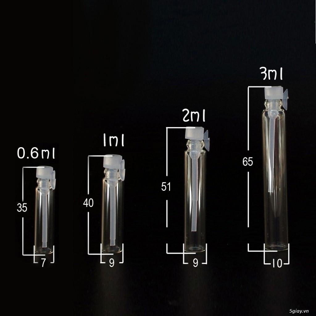 Chai thủy tinh chiết mẫu thử nước hoa vial 1ml 2ml - lọ mini không chứa dung dịch