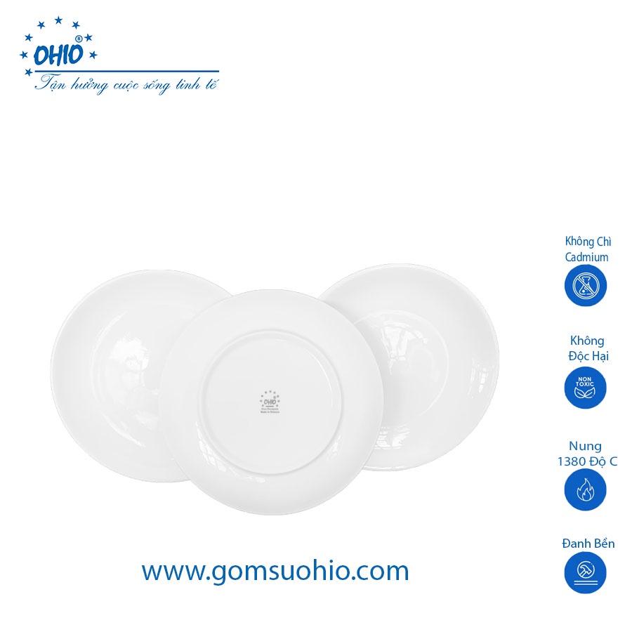Đĩa Nông Ảo 18cm Sứ Trắng OHIO