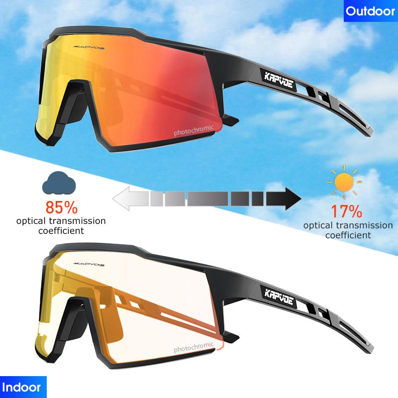 Kapvoe Red Photochromic Kính đi xe đạp nam MTB Kính râm nữ kính xe đạp đường kính UV400 Kính râm xe đạp ngoài trời Color: 09 Lenses Color: Photochromic-1 lens
