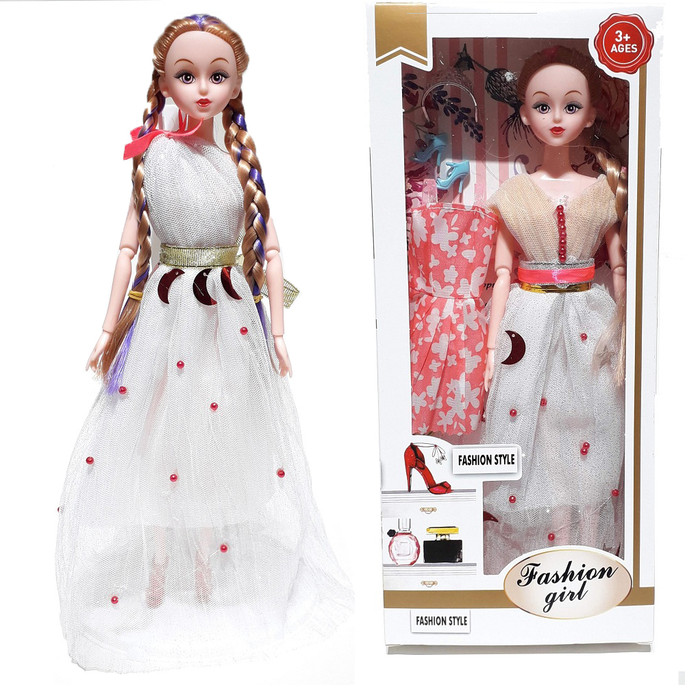 Hộp búp bê barbie kèm 1 áo đầm, giày, phụ kiện búp bê cho bé (giao mẫu ngẫu nhiên)