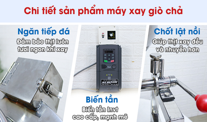 Máy Xay Thịt Làm Giò Chả, Xay Ruốc, Xay Cua, Xay Cá Công Nghiệp NEWSUN 10 Kg/ Mẻ - Hàng Chính Hãng