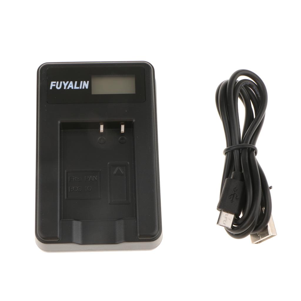 LCD Camera Battery Charger w/ USB Cable for Panasonic BCG10 DMC-ZR1 DMC-ZR3