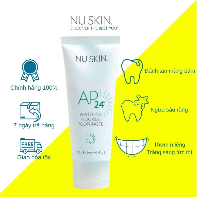 Kem đánh răng AP24 Nuskin 110g tan mảng bám trắng sáng hết hôi miệng ngừa sâu răng