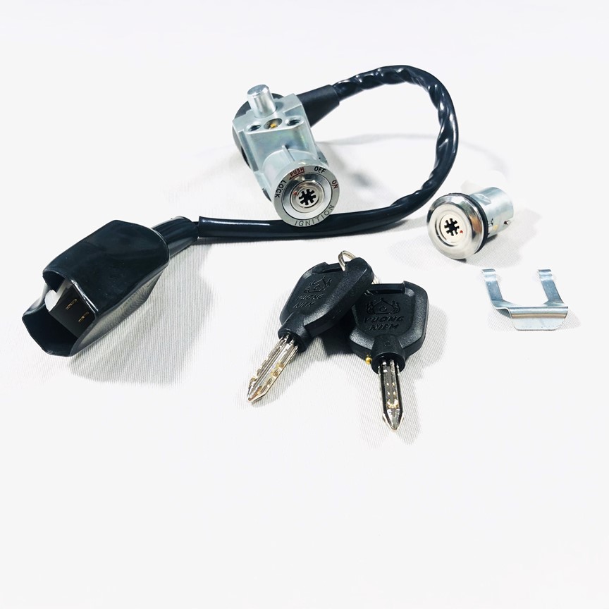 Bộ ổ khoá 8 cạnh gồm khóa yên và khóa xe cho Wave s110