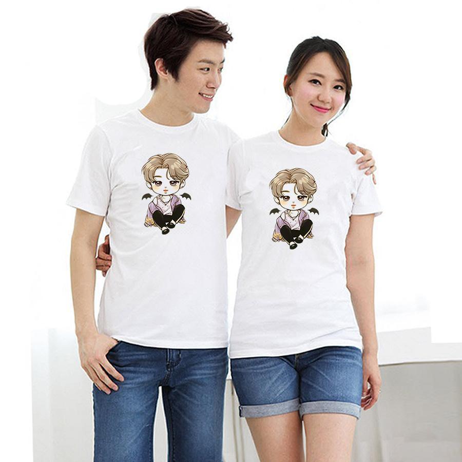 Áo thun cặp đôi in hình BTS chibi form rộng phong cách hàn quốc