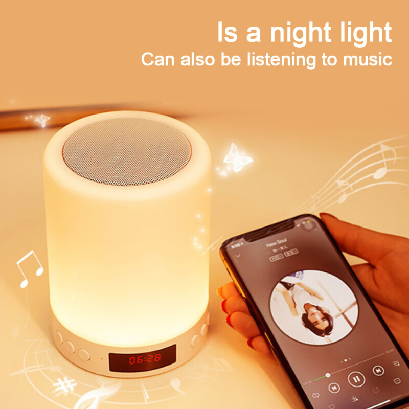 Loa Bluetooth Không Dây 2in1 Kết Hợp Đèn Ngủ, Đèn Led Cảm Ứng Đổi Màu Theo Nhạc Đèn LED, đèn bàn, đèn phòng ngủ