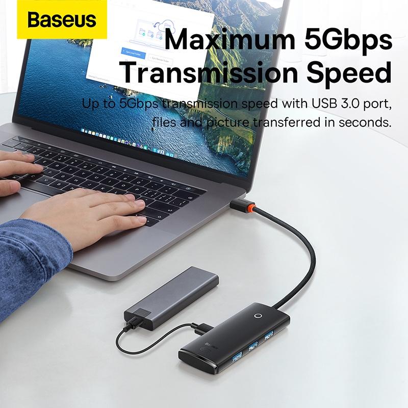 Hub chuyển đa năng Baseus Lite Series 4-Port USB-A/Type-C HUB Adapter (USB-A to USB 3.0*4 , Type C) - Hàng chính hãng