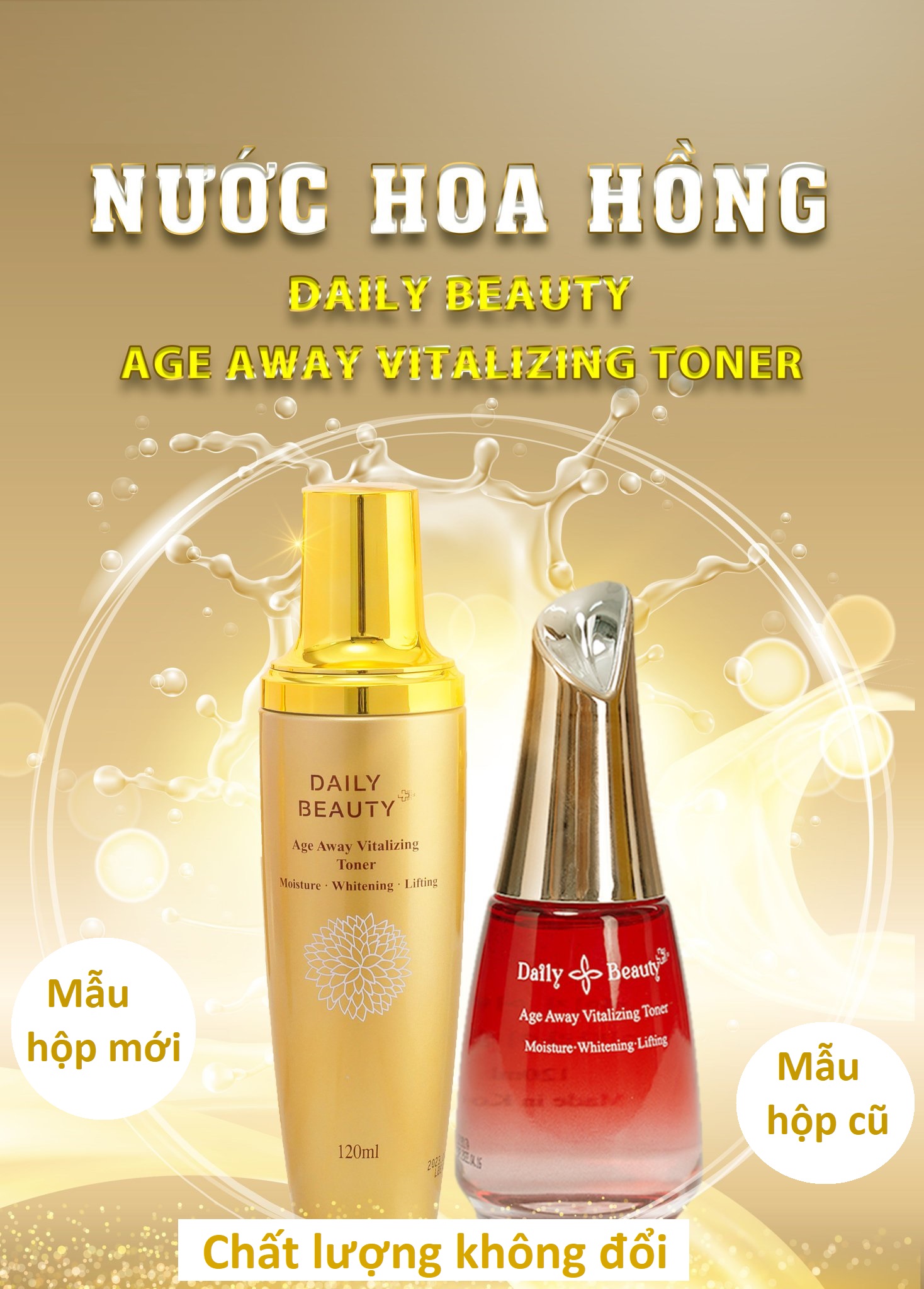 Combo 4 hộp Nước hoa hồng Daily Beauty Age Away Vitalizing Toner R&amp;B Việt Nam nhập khẩu chính ngạch từ Hàn Quốc