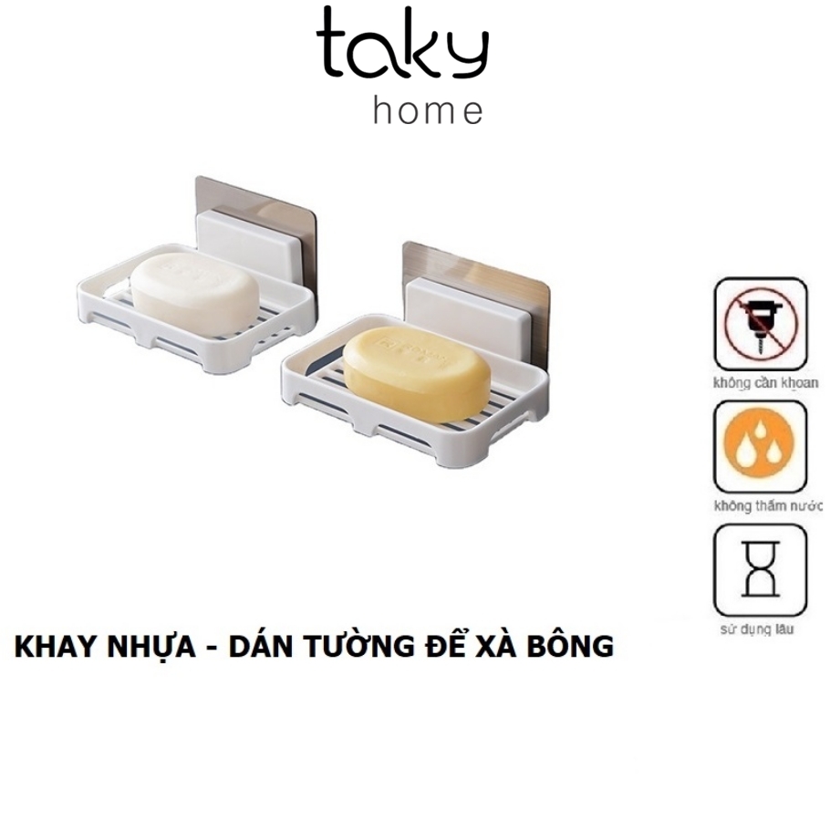 Kệ Dán Tường Để Xà Bông Tắm, Kệ Nhựa Dán Tường Đa Năng, Xà Bông Luôn Khô Ráo, Sạch Sẽ, Kệ Dính Tường, Taky Home 4040