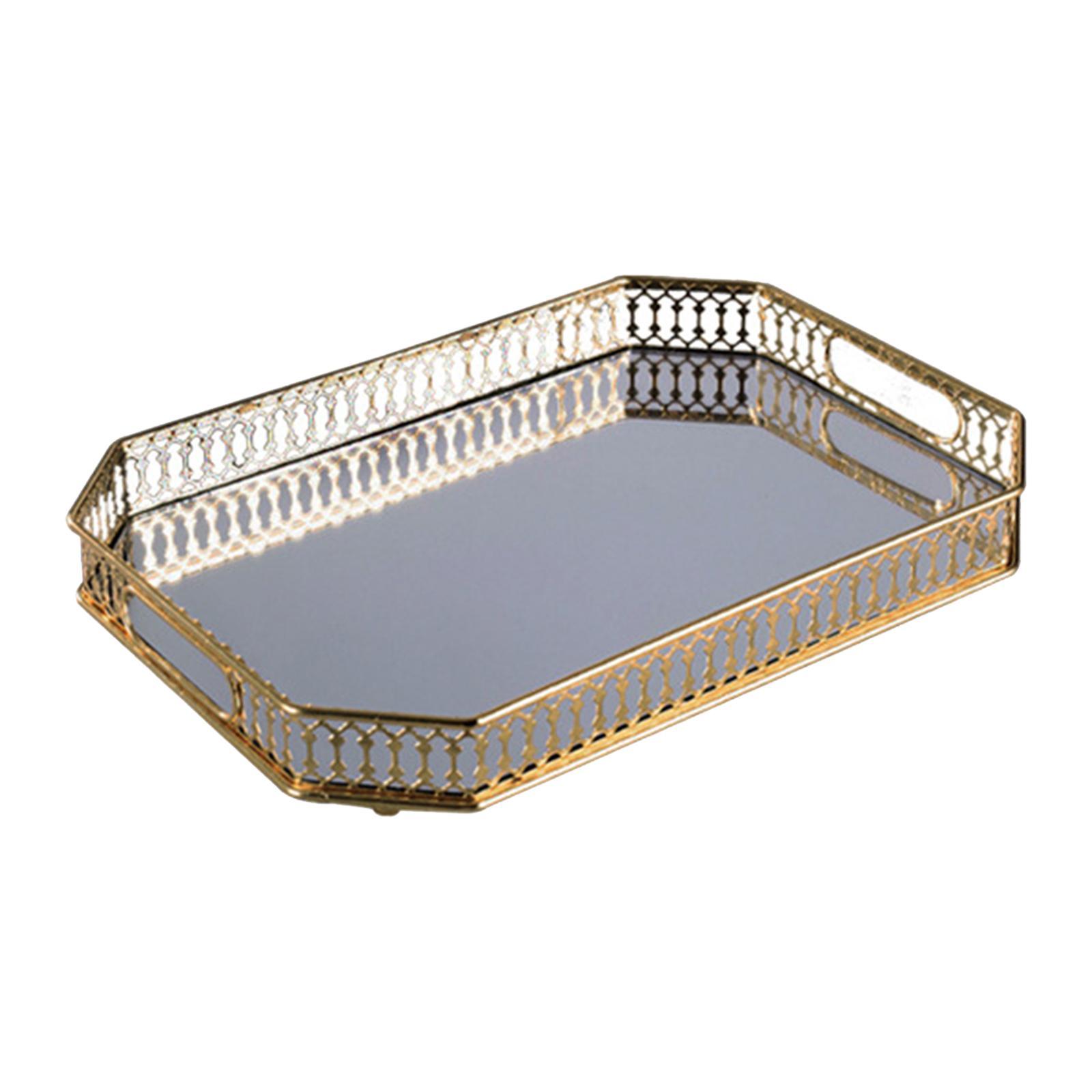 Mirror Serving Tray Fruit Plate Mirrored Tray for Vanity for Food Snack Cake