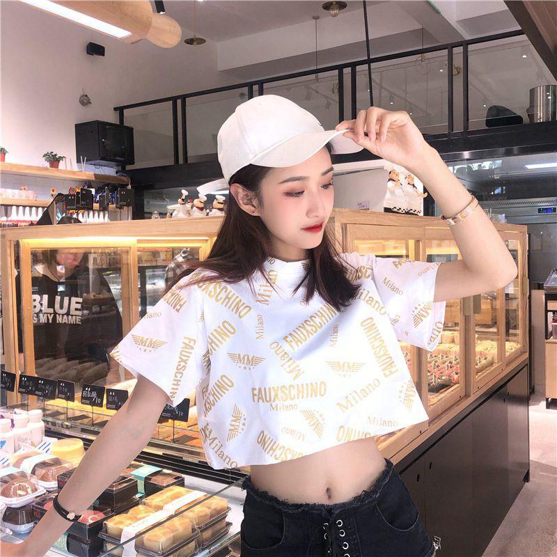 Áo thun nữ cổ tròn ngắn tay in chữ