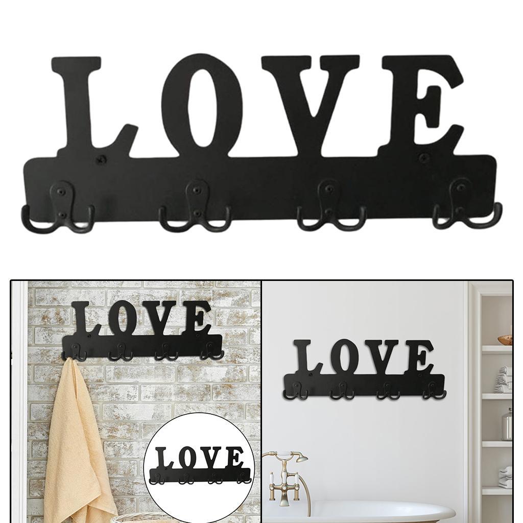 Steel Hooks w/ Love Letter Coat Clothes Door Holder Rack Hook Wall Hanger