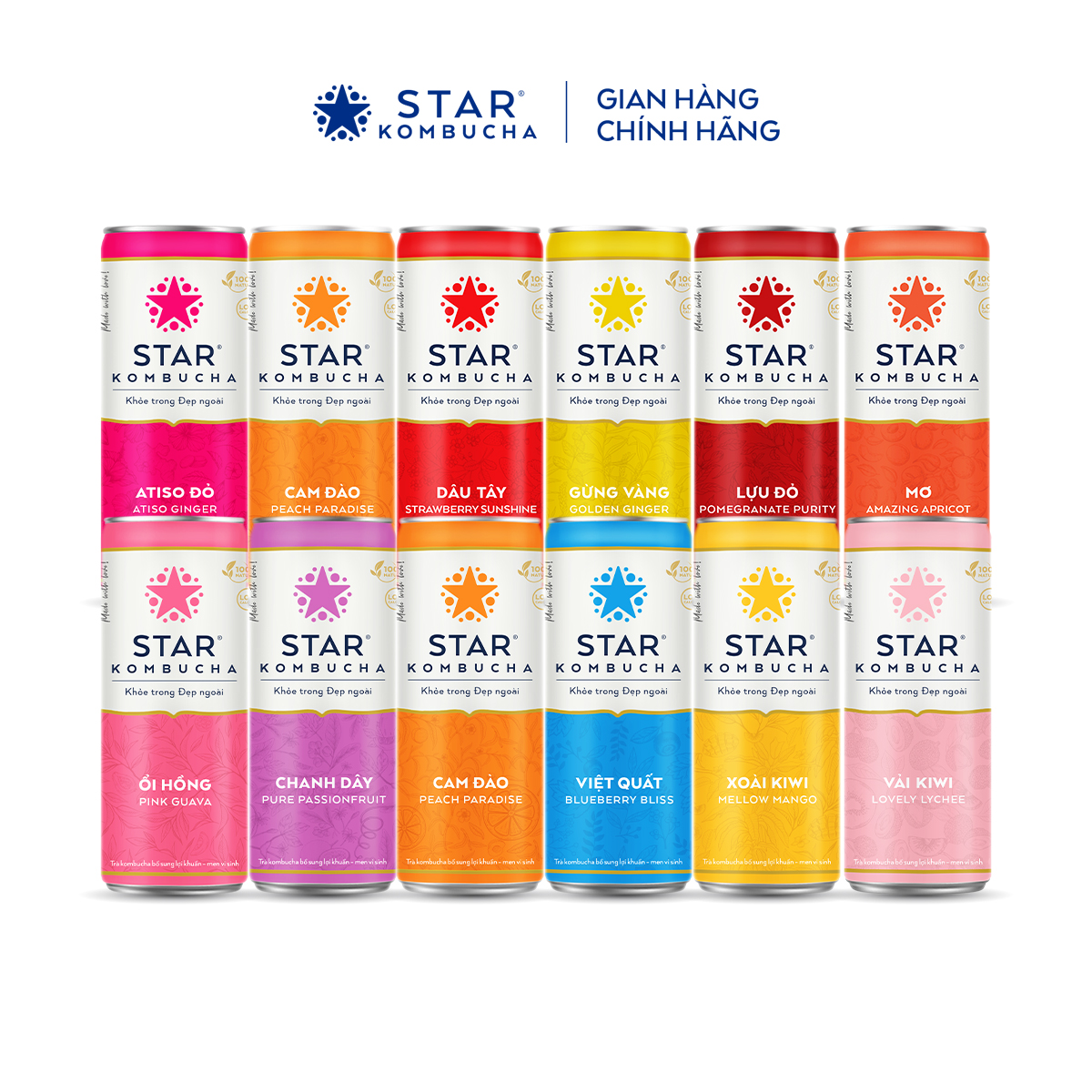 Thùng 12 lon STAR KOMBUCHA All-in-One
