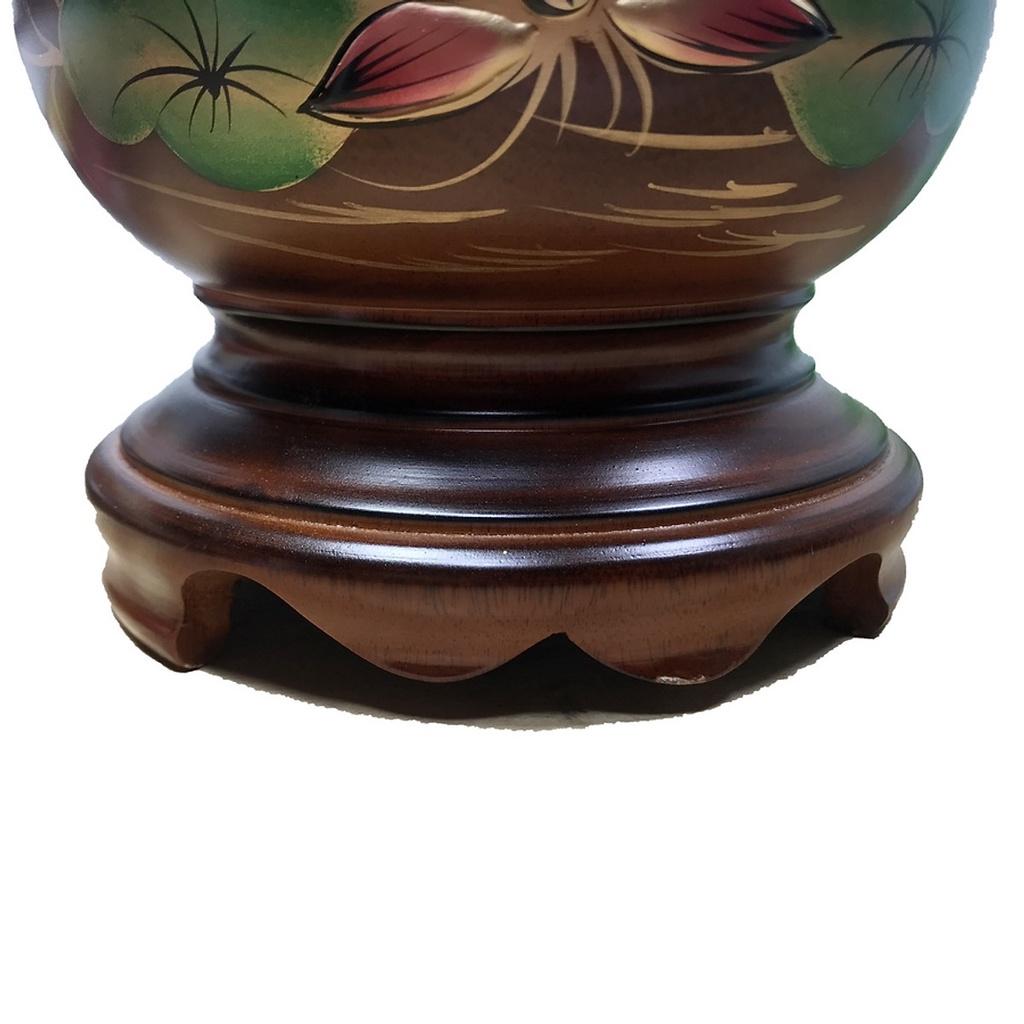 Bát hương bằng gỗ, Lư hương gỗ thờ cúng khắc nổi hoa sen cao 16cm