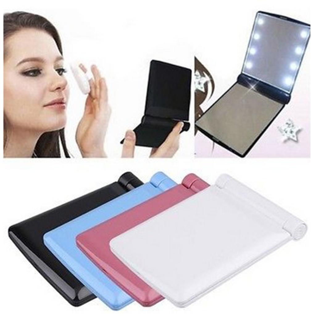 Portable 8 LED Lights Folding Compact Pocket Makeup Cosmetic Mirror