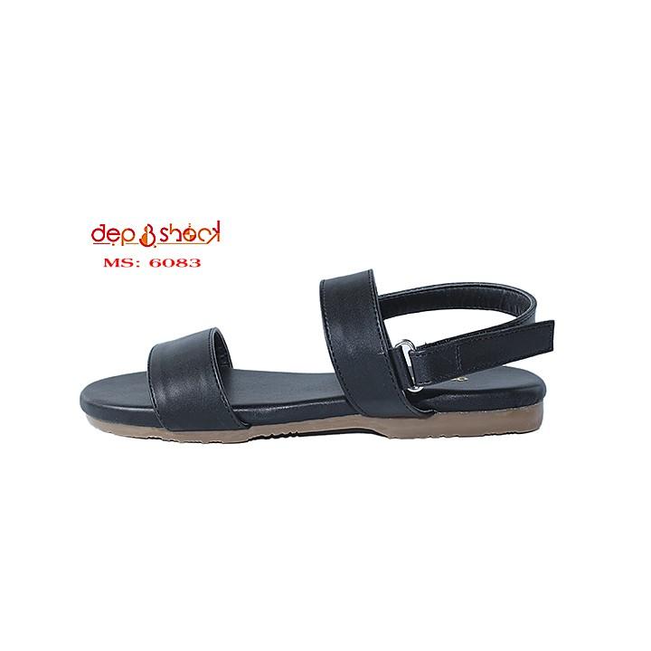 Sandal nữ big size quai ngang đế bằng cao cấp MS 6083