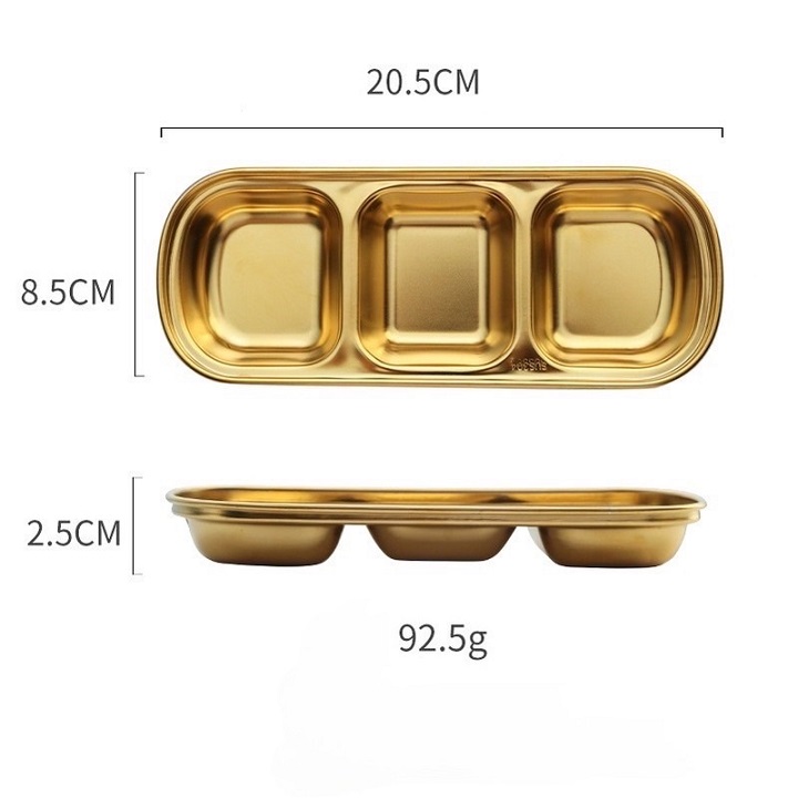 Khay Đựng Nước Sốt , Nước Chấm 3 ngăn Bằng Inox 304 Chất Lượng Cao