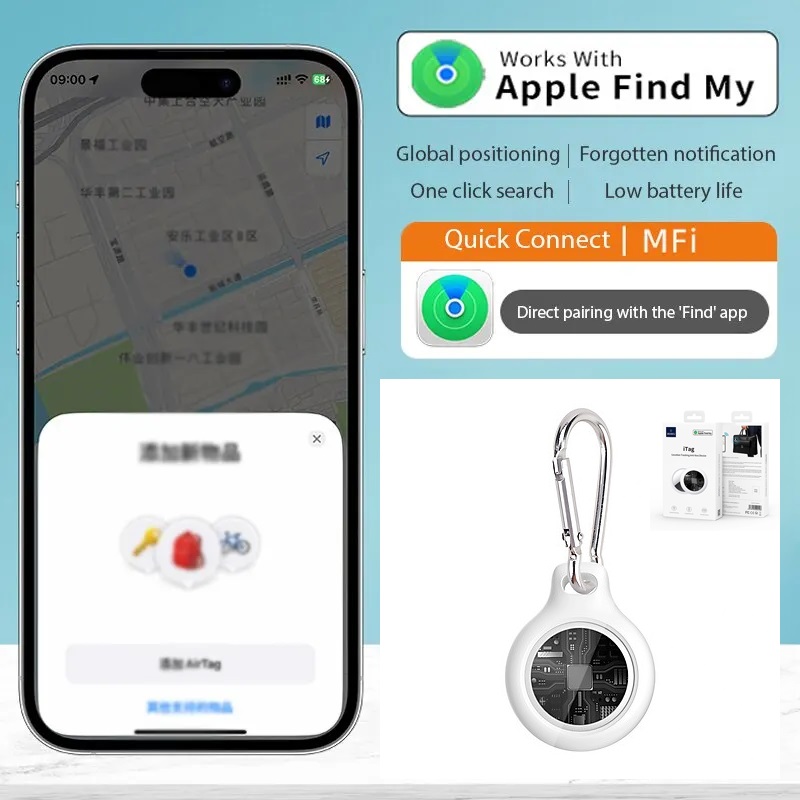 Thiết bị định vị tracker iTag WIWU qua Find My App chống mất thất lạc cho trẻ em người gia thú cưng đồ vật móc khóa - Hàng nhập khẩu